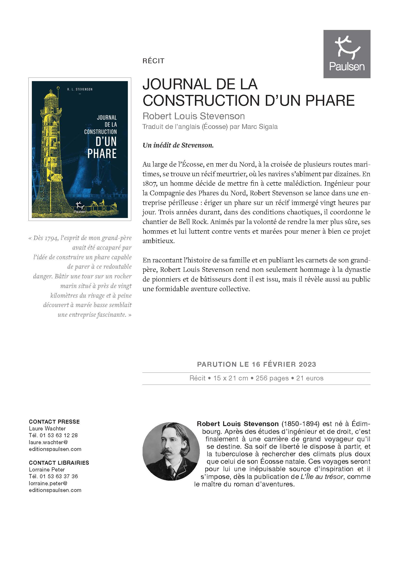 Communiqué de presse : Journal de la construction d'un phare